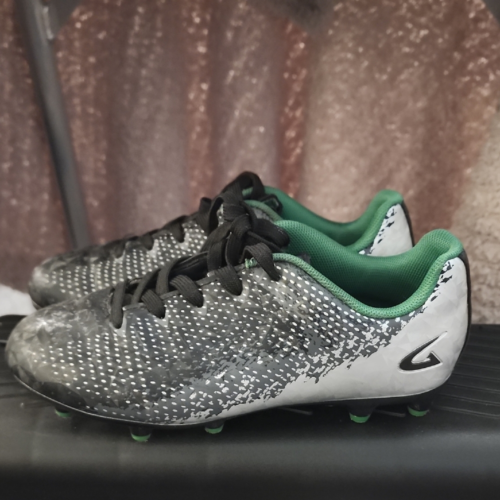 Kids Black and Green Football Cleats